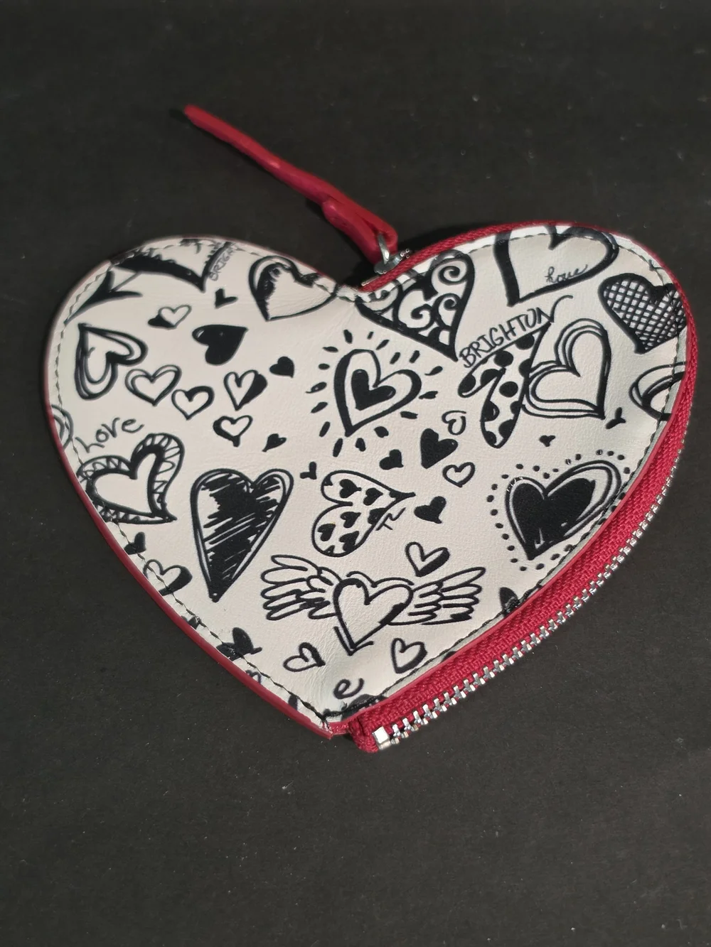 Brighton Heart Graphic Coin Purse - White, Pink, Blue, Red